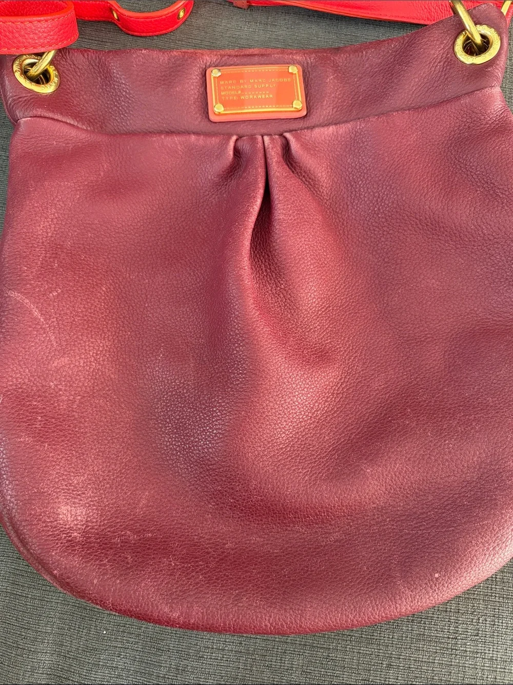 Marc by Marc Jacobs Burgundy Leather Hobo with Red Trim